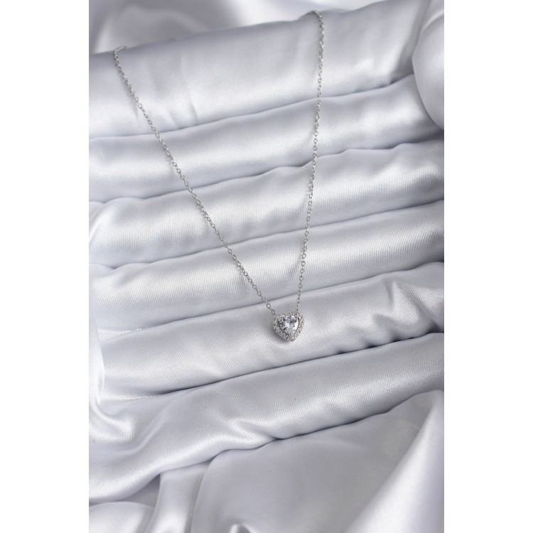 316L Steel Chain Zircon Stone Charm Women's Necklace - TJ-BKO7819