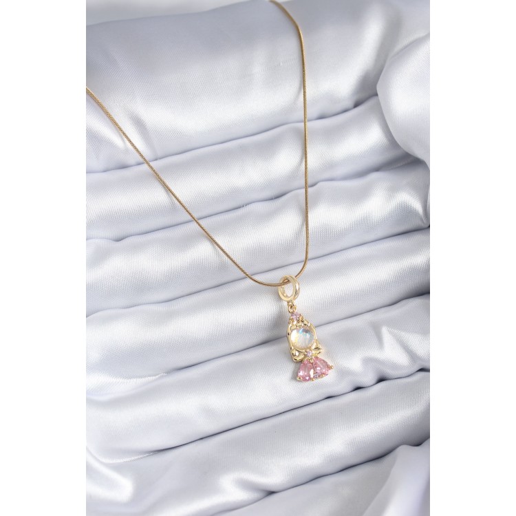316L Steel Chain Gold Color Zircon Stone Baby Model Women's Necklace - TJ-BKO7836