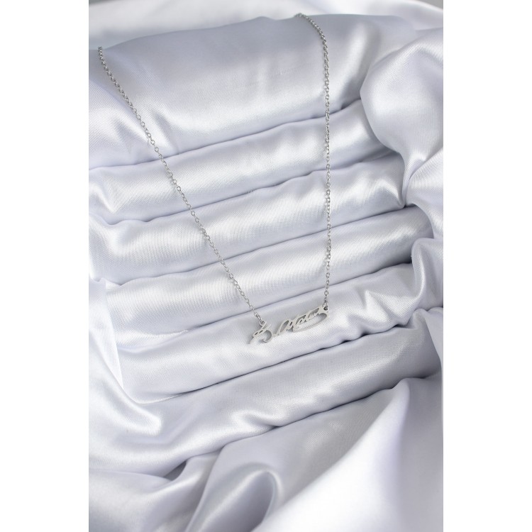 316L Stainless Steel Chain Silver Color Atatürk Signature Figure Women's Necklace - TJ-BKO7841