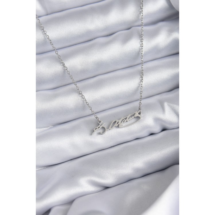 316L Stainless Steel Chain Silver Color Atatürk Signature Figure Women's Necklace - TJ-BKO7841