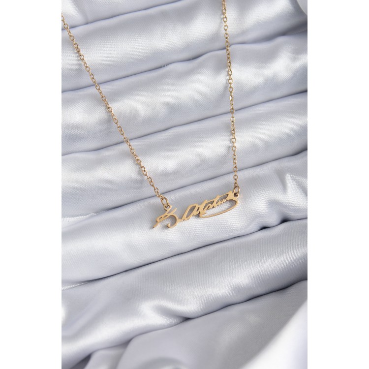 316L Çelik Zincir Gold Renk Atatürk İmzası Model Kadın Kolye - TJ-BKO7842 316L Çelik Zincir Gold Renk Atatürk İmzası Model Kadın Kolye - TJ-BKO7842