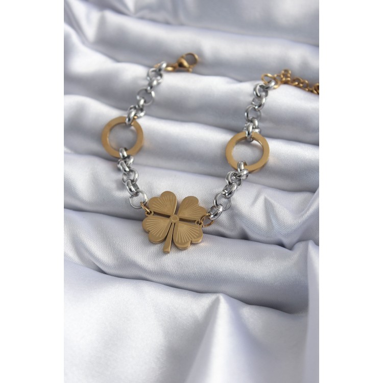 316L Çelik Mix Renk Zincir Model Yonca Figür Kadın Bileklik - TJ-BB5632 316L Çelik Mix Renk Zincir Model Yonca Figür Kadın Bileklik - TJ-BB5632