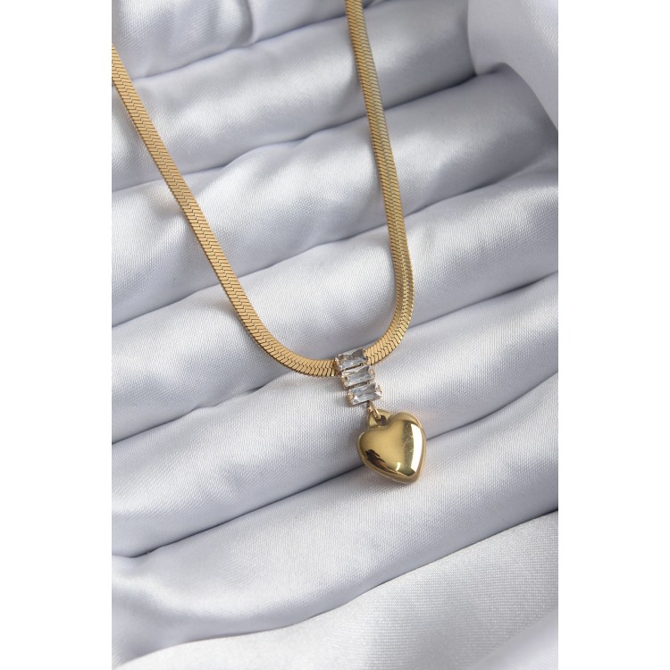 316L Çelik Gold Renk İtalyan Zincir Model Kalp Figür Nazar Boncuk Detay Kadın Kolye - TJ-BKO7925 316L Çelik Gold Renk İtalyan Zincir Model Kalp Figür Nazar Boncuk Detay Kadın Kolye - TJ-BKO7925