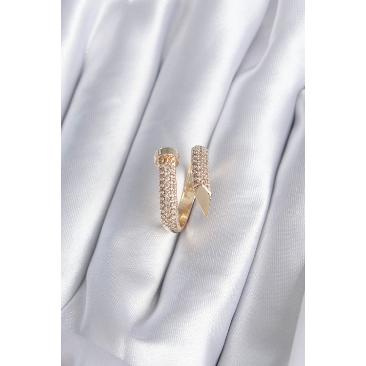 Pirinç Gold Renk Çivi Model Zirkon Taşlı Kadın Yüzük - TJ-BYK2878 Pirinç Gold Renk Çivi Model Zirkon Taşlı Kadın Yüzük - TJ-BYK2878