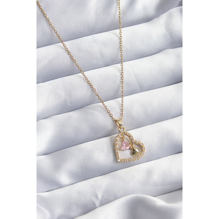 316L Çelik Gold Renk Zincir Zirkon Taşlı Kalp Model Kadın Kolye - TJ-BKO7999 316L Çelik Gold Renk Zincir Zirkon Taşlı Kalp Model Kadın Kolye - TJ-BKO7999