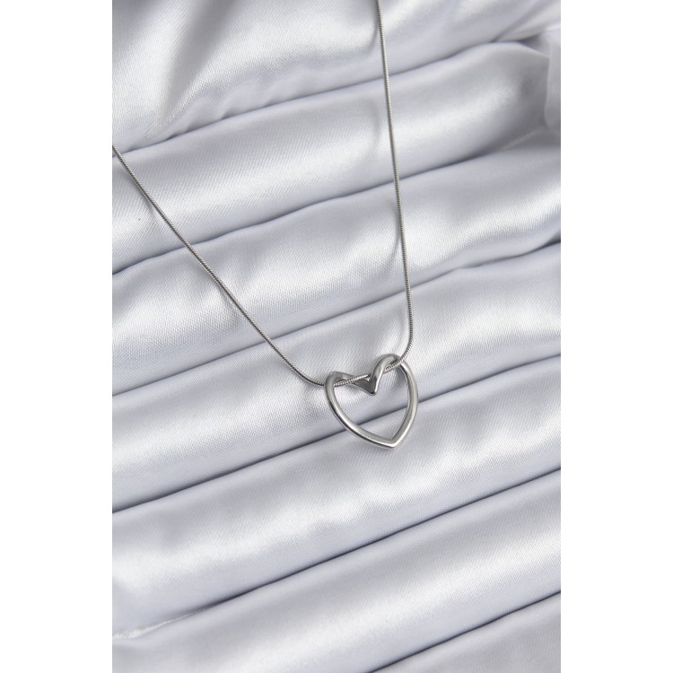316L Çelik Gümüş Renk Kalp Model Kadın Kolye - TJ-BKO8118 316L Çelik Gümüş Renk Kalp Model Kadın Kolye - TJ-BKO8118