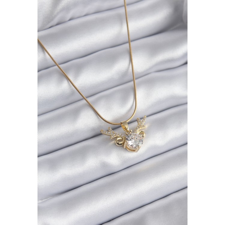 316L Çelik Gold Renk Zirkon Taşlı Boynuz Model Kadın Kolye - TJ-BKO8134 316L Çelik Gold Renk Zirkon Taşlı Boynuz Model Kadın Kolye - TJ-BKO8134