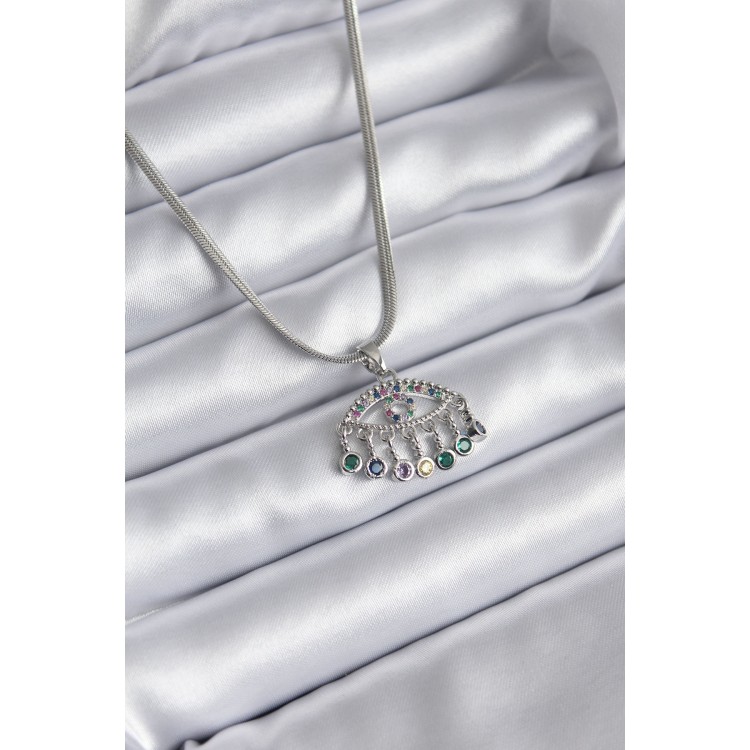 316L Çelik Gümüş Renk İtalyan Zincir Zirkon Taşlı Göz Figür Kadın Kolye - TJ-BKO8146 316L Çelik Gümüş Renk İtalyan Zincir Zirkon Taşlı Göz Figür Kadın Kolye - TJ-BKO8146