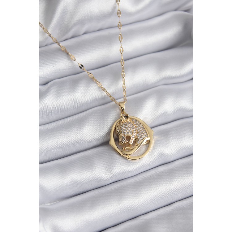 316L Çelik Gold Renk Zirkon Taşlı Puma Model Kadın Kolye - TJ-BKO8178 316L Çelik Gold Renk Zirkon Taşlı Puma Model Kadın Kolye - TJ-BKO8178