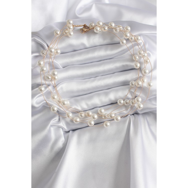 Gold Color Multi-Pearl Model Women's Necklace - TJ-BKO8187 Gold Color Multi-Pearl Model Women's Necklace - TJ-BKO8187