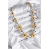 316L Çelik Gümüş Gold Renk Top Model Kadın Kolye - TJ-BKO8206