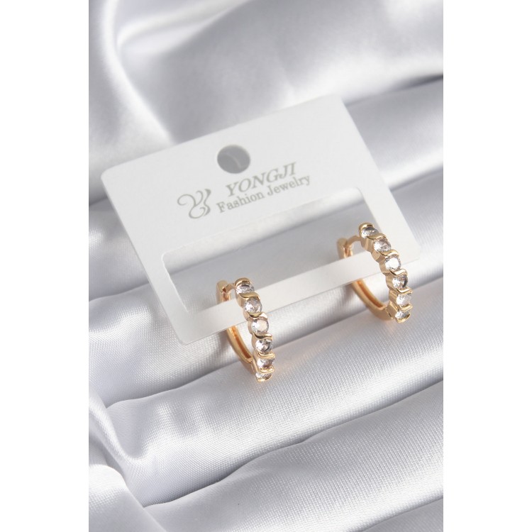 Pirinç Gold Renk Zirkon Taşlı Halka Model Kadın Küpe - TJ-BKP8340 Pirinç Gold Renk Zirkon Taşlı Halka Model Kadın Küpe - TJ-BKP8340