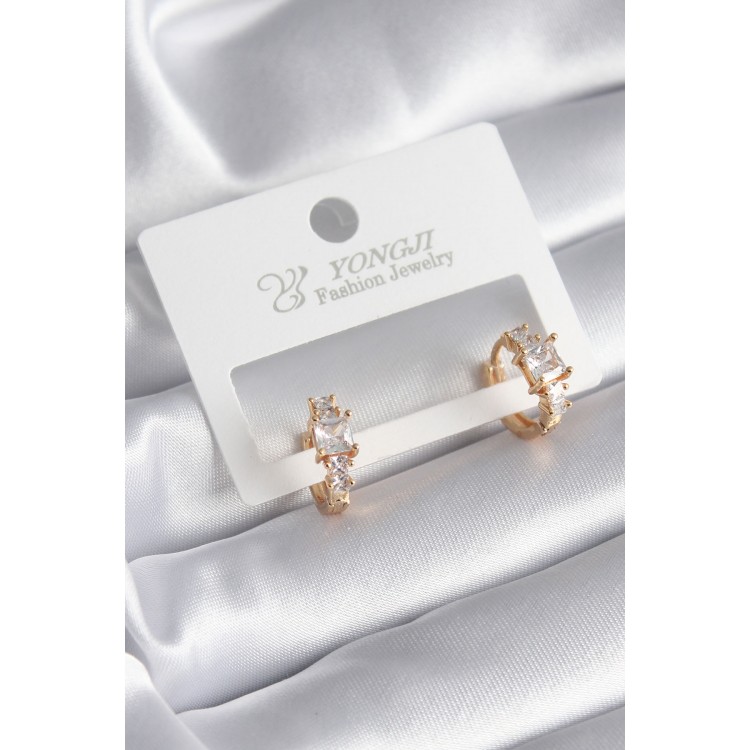 Pirinç Gold Renk Zirkon Taşlı Kadın Küpe - TJ-BKP8342 Pirinç Gold Renk Zirkon Taşlı Kadın Küpe - TJ-BKP8342