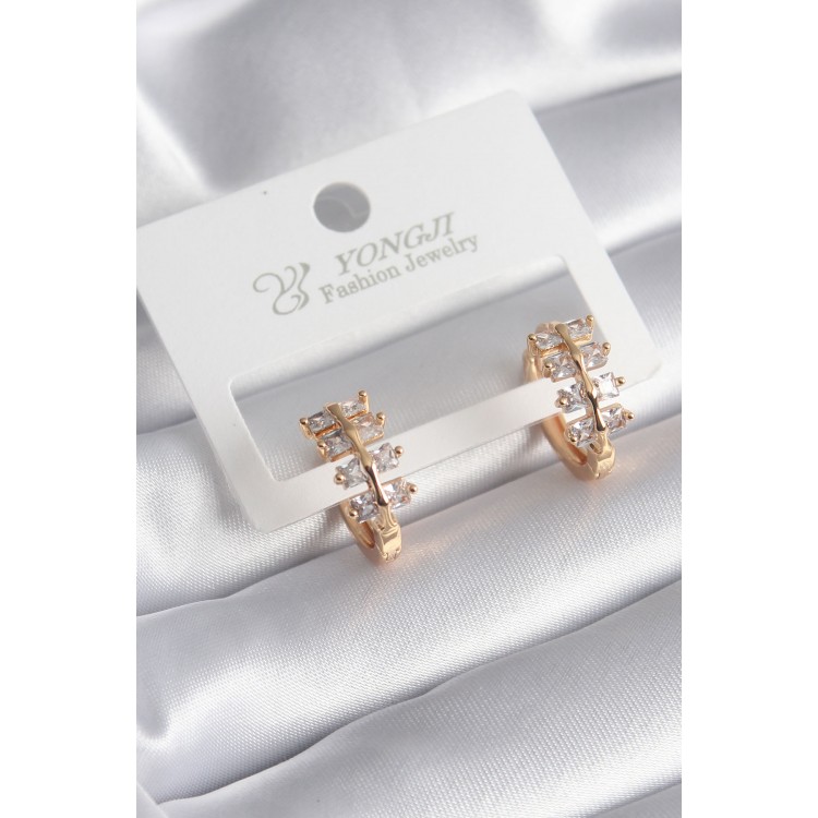 Pirinç Gold Renk Zirkon Taşlı Kadın Küpe - TJ-BKP8356 Pirinç Gold Renk Zirkon Taşlı Kadın Küpe - TJ-BKP8356