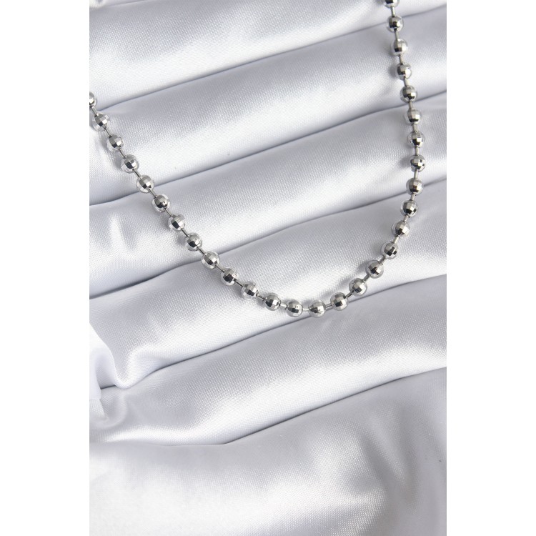 Pirinç Gümüş Renk Topçuk Detay Kadın Kolye - TJ-BKO8238 Pirinç Gümüş Renk Topçuk Detay Kadın Kolye - TJ-BKO8238