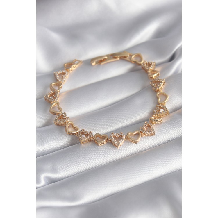 316L Çelik Gold Renk Zirkon Taşlı Kalp Model VIP Seri Kadın Bileklik - TJ-BB5847 316L Çelik Gold Renk Zirkon Taşlı Kalp Model VIP Seri Kadın Bileklik - TJ-BB5847