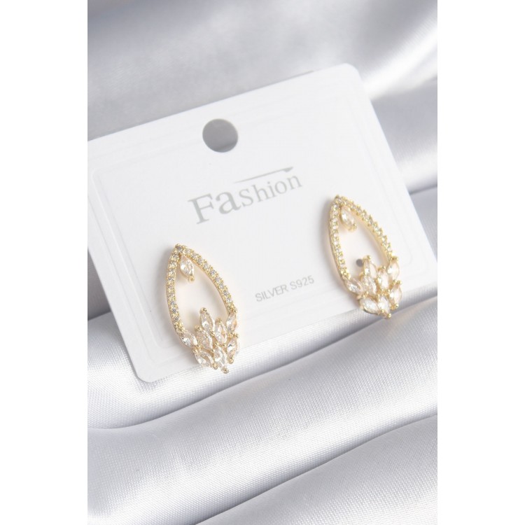 Pirinç Gold Renk Zirkon Taşlı Kadın Küpe - TJ-BKP8444 Pirinç Gold Renk Zirkon Taşlı Kadın Küpe - TJ-BKP8444