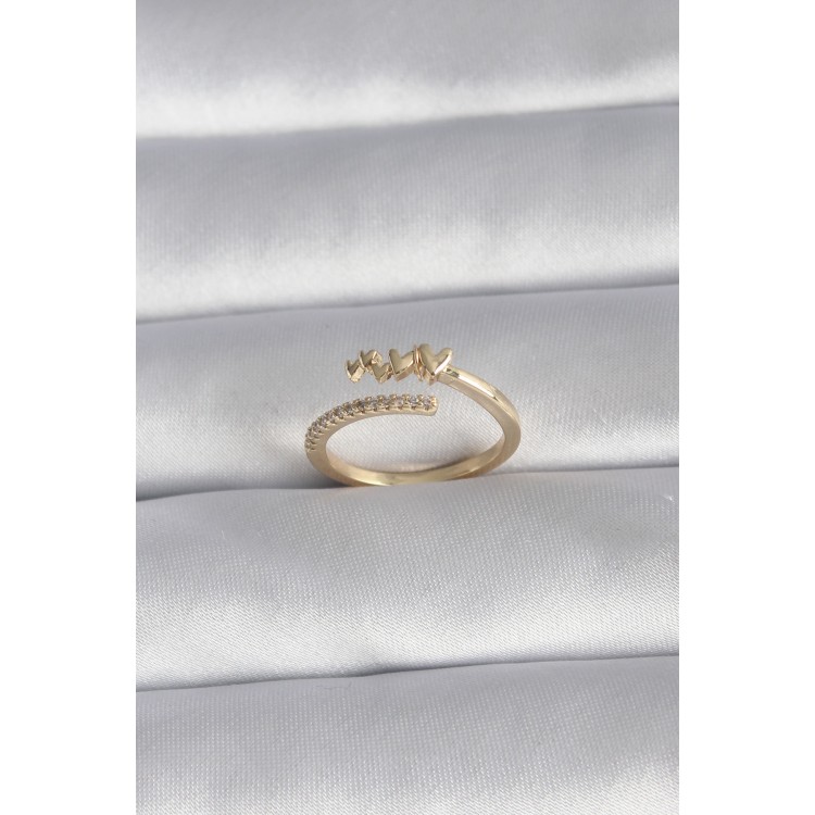 Pirinç Gold Renk Zirkon Taş Detay Kalp Model Kadın Yüzük - TJ-BYK3015 Pirinç Gold Renk Zirkon Taş Detay Kalp Model Kadın Yüzük - TJ-BYK3015