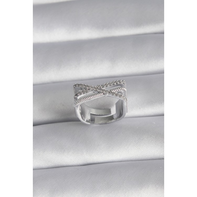 Pirinç Gümüş Renk Zirkon Taş Detay Kadın Yüzük - TJ-BYK3028 Pirinç Gümüş Renk Zirkon Taş Detay Kadın Yüzük - TJ-BYK3028