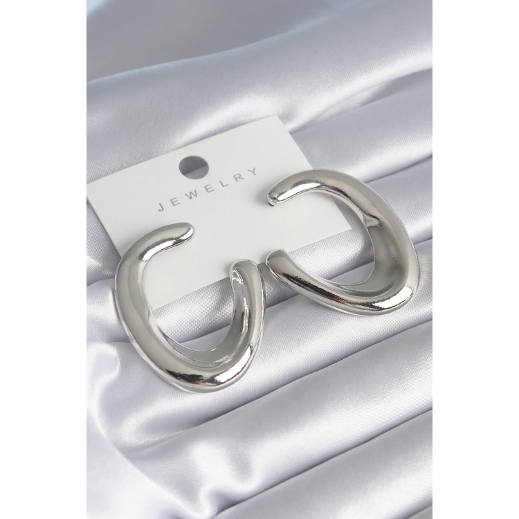 Pirinç Gümüş Renk Halka Model Kadın Küpe - TJ-BKP8469 Pirinç Gümüş Renk Halka Model Kadın Küpe - TJ-BKP8469