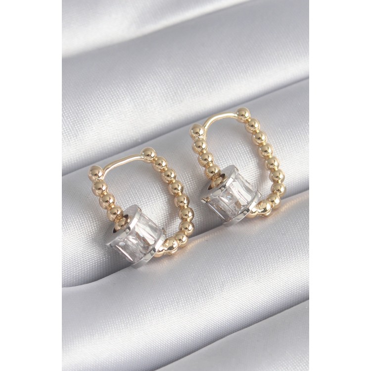 Pirinç Gold Renk Top Model Gümüş Renk Zirkon Taşlı Kadın Küpe - TJ-BKP8495 Pirinç Gold Renk Top Model Gümüş Renk Zirkon Taşlı Kadın Küpe - TJ-BKP8495