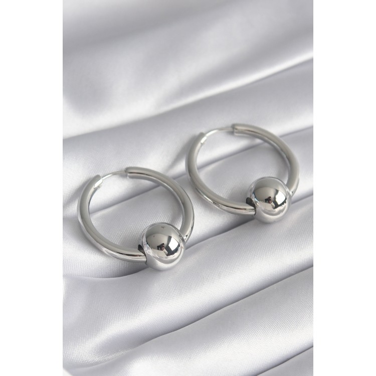 Pirinç Gümüş Renk Halka Top Model Kadın Küpe - TJ-BKP8500 Pirinç Gümüş Renk Halka Top Model Kadın Küpe - TJ-BKP8500