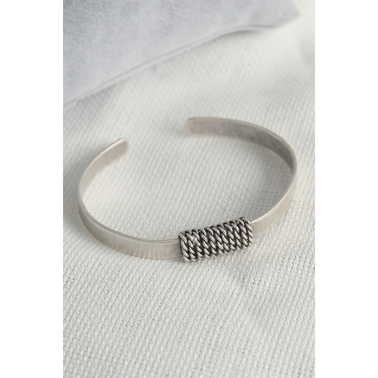 Authentic Silver Color Chain Engraved Plate Model Men's Bracelet - TJ-EB3614