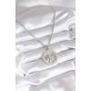 316L Steel Silver Color Zircon Stone Dream Catcher Model Zodiac Signs Engraving Detail Women's Necklace - TJ-BKO8272