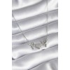 316L Stainless Steel Silver-Colored Zircon Stone Wing Heart Design Women's Necklace - TJ-BKO8289