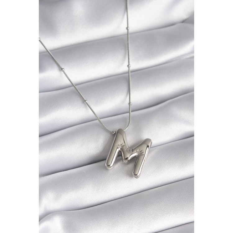 316L Stainless Steel Silver-Colored Bubble "M" Letter Model Women's Necklace - TJ-BKO8307 316L Stainless Steel Silver-Colored Bubble "M" Letter Model Women's Necklace - TJ-BKO8307