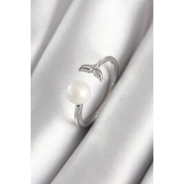 Rice Silver Color Top Pearl Figure Fish Tail Model Women's Ring - TJ-BYK3075 Rice Silver Color Top Pearl Figure Fish Tail Model Women's Ring - TJ-BYK3075