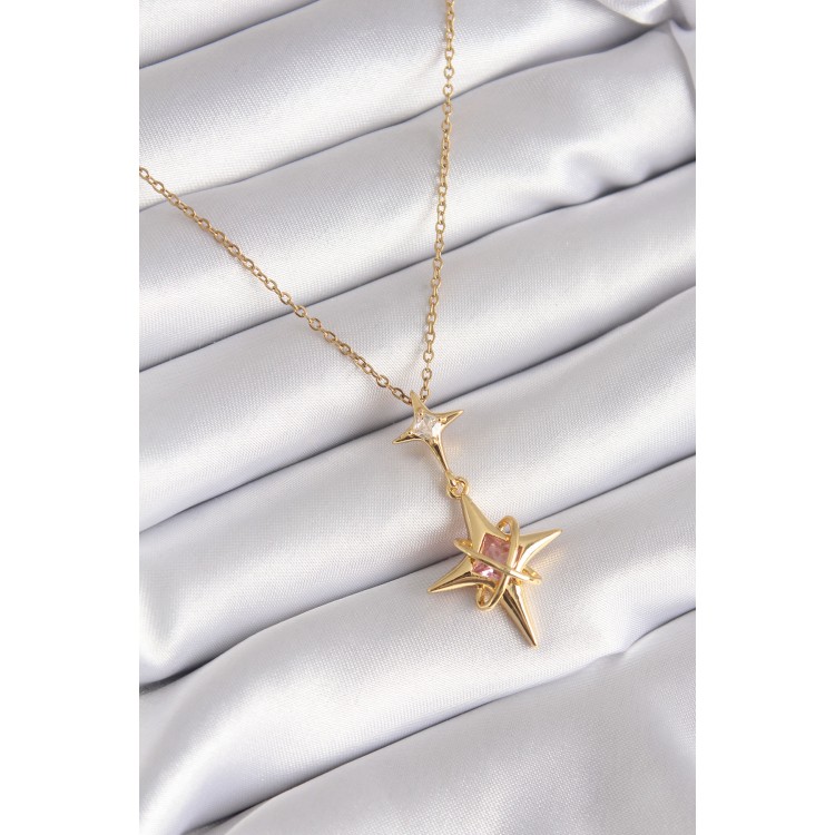 316L Steel Gold-Colored Zircon Stone North Star Model Women's Necklace - TJ-BKO8331 316L Steel Gold-Colored Zircon Stone North Star Model Women's Necklace - TJ-BKO8331