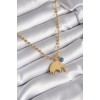 316L Steel Gold Color Top Chain Model Elephant Figure Evil Eye Bead Detail Women's Necklace - TJ-BKO8342