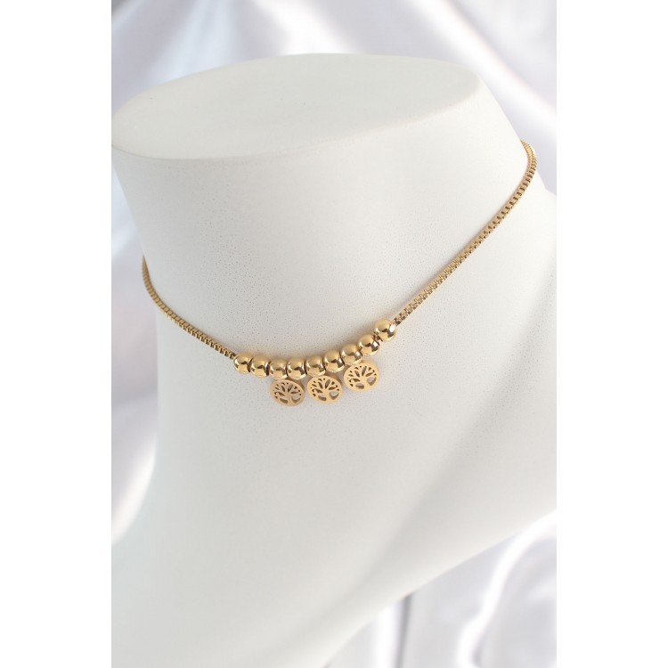 316L Stainless Steel Gold-Colored Tree of Life Figure Woman Pendant - TJ-HH1524