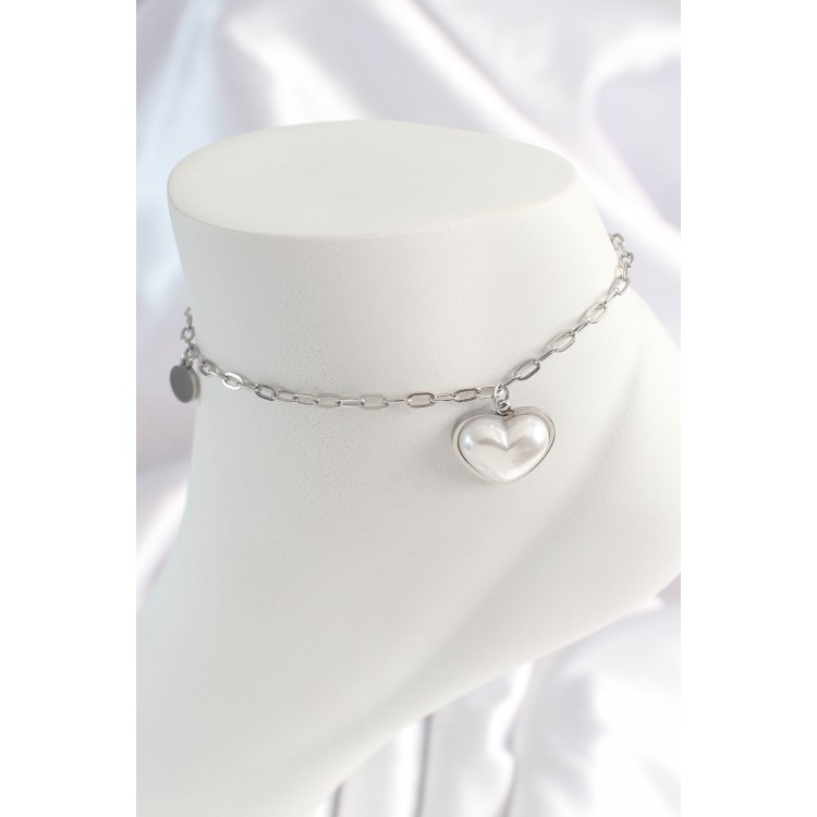 316L Stainless Steel Silver Color Chain Model 3D Heart White Heart Figure Women's Necklace - TJ-HH1529 316L Stainless Steel Silver Color Chain Model 3D Heart White Heart Figure Women's Necklace - TJ-HH1529
