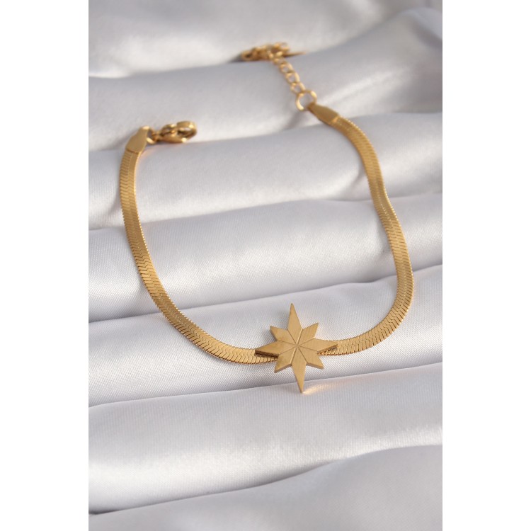 316L Steel Gold Color Italian Chain Model North Star Figure Women's Bracelet - TJ-BB5932