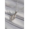 316L Steel Silver-Colored Zircon Stone Wing Model Women's Necklace - TJ-BKO8347