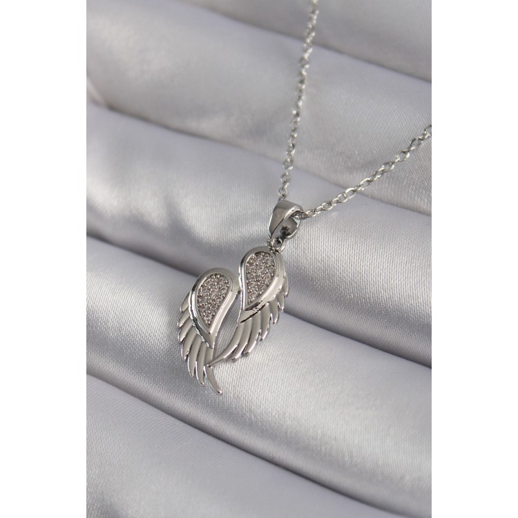 316L Steel Silver-Colored Zircon Stone Wing Model Women's Necklace - TJ-BKO8347 316L Steel Silver-Colored Zircon Stone Wing Model Women's Necklace - TJ-BKO8347