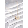 316L Steel Gold Color White Mother-of-Pearl Crescent Model Women's Necklace - TJ-BKO8362