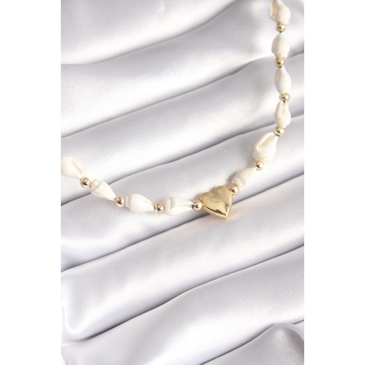 White Seashell Model Gold Color Heart Figure Women's Necklace - TJ-BKO8373 White Seashell Model Gold Color Heart Figure Women's Necklace - TJ-BKO8373
