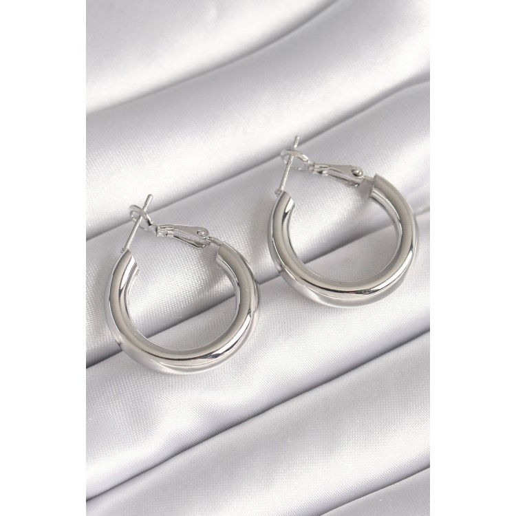 Silver-Colored Rice-Shaped Hoop Earrings for Women - TJ-BKP8713 Silver-Colored Rice-Shaped Hoop Earrings for Women - TJ-BKP8713