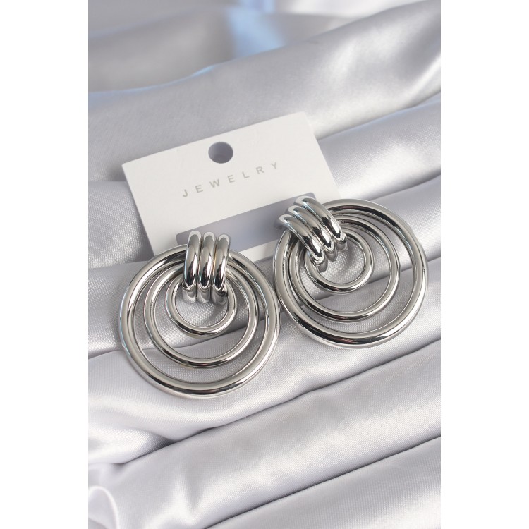 Silver-Colored Rice-Shaped Hoop Earrings for Women - TJ-BKP8716 Silver-Colored Rice-Shaped Hoop Earrings for Women - TJ-BKP8716