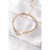 316L Steel Gold-Colored Domed Heart Women's Bracelet - TJ-BB6014