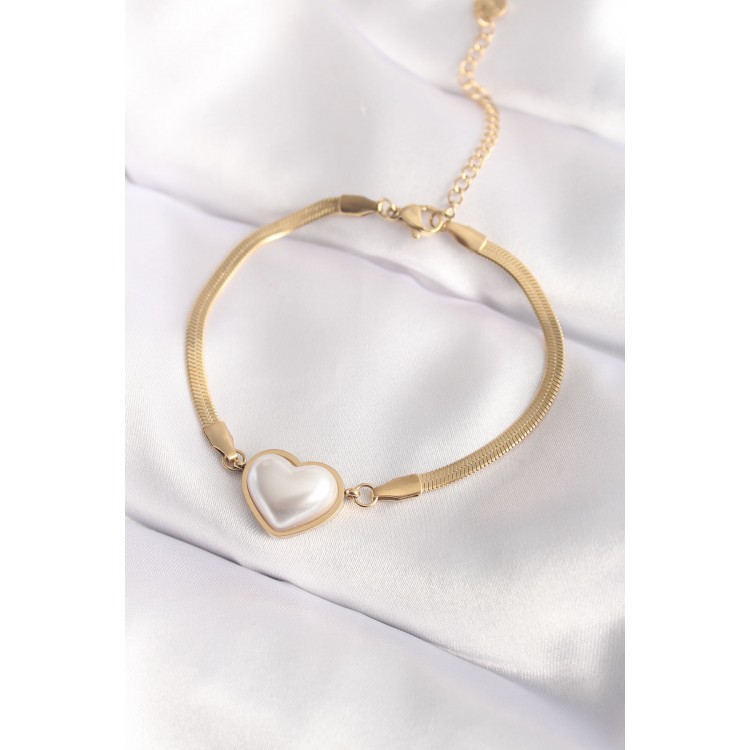 316L Steel Gold-Colored Domed Heart Women's Bracelet - TJ-BB6014 316L Steel Gold-Colored Domed Heart Women's Bracelet - TJ-BB6014