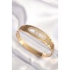 316L Steel Gold Color Zircon Stone Women's Cuff Bracelet - TJ-BB6022