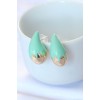 Minimal Turquoise Stone Double-Tone Drop Earrings - TJ-BKP8867