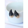 Minimal Black Enamel Two-Tone Drop Earrings - TJ-BKP8868