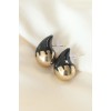 Minimal Black Enamel Two-Tone Drop Earrings - TJ-BKP8868