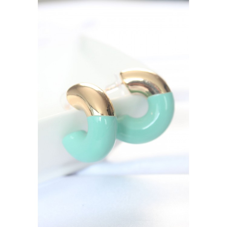 CCB Turquoise Gold Two-Tone Earrings - TJ-BKP8871