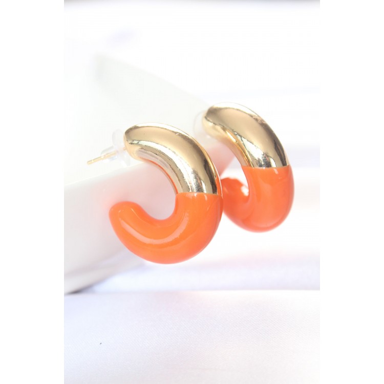 CCB Orange Gold Two-Tone Earrings - TJ-BKP8873